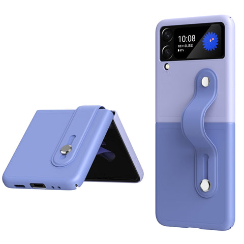Skin Contrast Wristband Holder Folding Phone Case, For Samsung Galaxy Z Flip3 5G