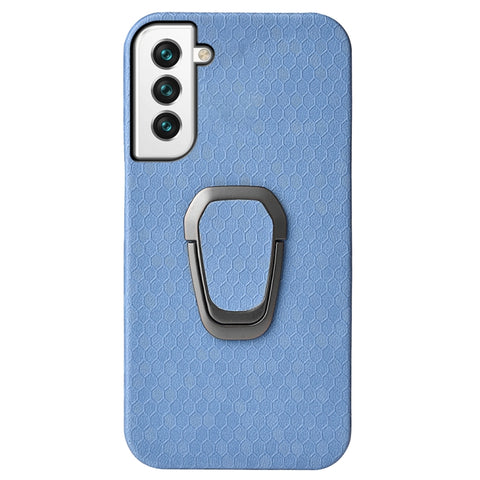 For Samsung Galaxy S22 5G Ring Holder Honeycomb PU Phone Case, For Samsung Galaxy S22 5G