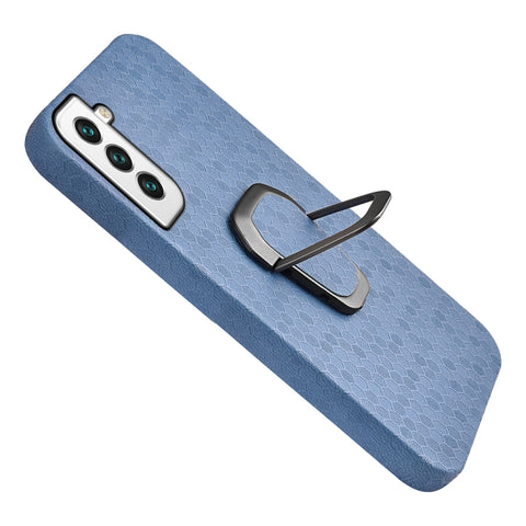For Samsung Galaxy S22 5G Ring Holder Honeycomb PU Phone Case, For Samsung Galaxy S22 5G