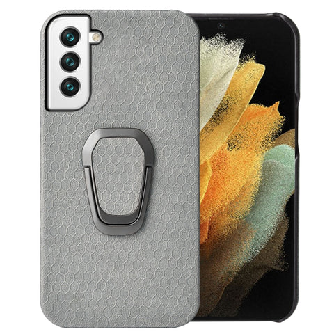 For Samsung Galaxy S22 5G Ring Holder Honeycomb PU Phone Case, For Samsung Galaxy S22 5G