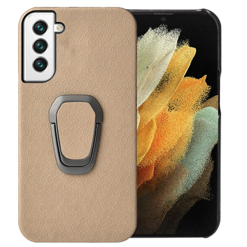For Samsung Galaxy S22 5G Ring Holder Honeycomb PU Phone Case, For Samsung Galaxy S22 5G