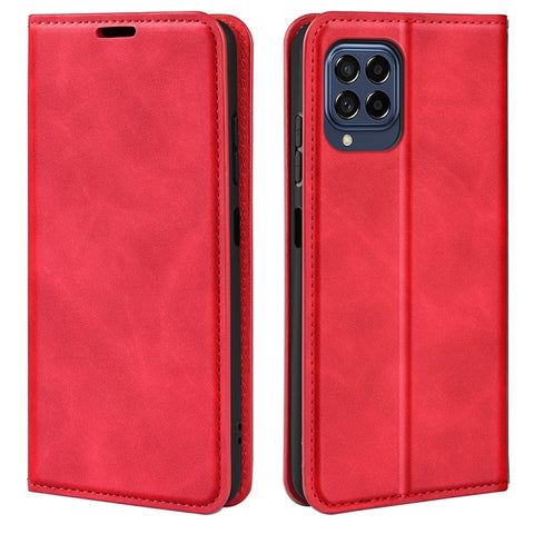 For Samsung Galaxy M53 Retro-skin Magnetic Suction Leather Phone Case, Black, Grey, Dark Blue, Pink, Red