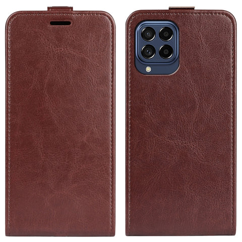 For Samsung Galaxy M53 R64 Texture Vertical Flip Leather Phone Case, Black, White, Red, Brown