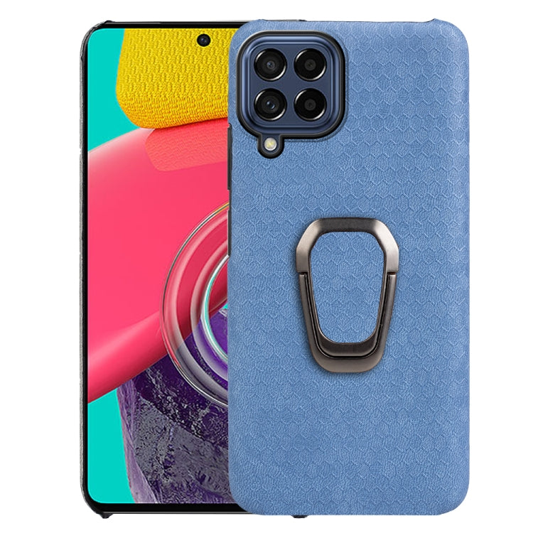 For Samsung Galaxy M53 Ring Holder Honeycomb PU Skin Phone Case, For Samsung Galaxy M53