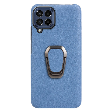 For Samsung Galaxy M53 Ring Holder Honeycomb PU Skin Phone Case, For Samsung Galaxy M53