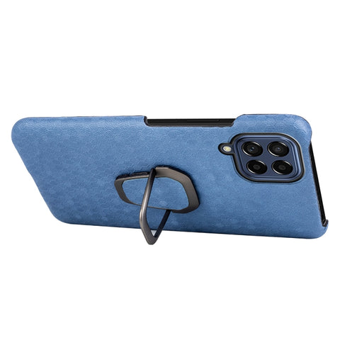 For Samsung Galaxy M53 Ring Holder Honeycomb PU Skin Phone Case, For Samsung Galaxy M53