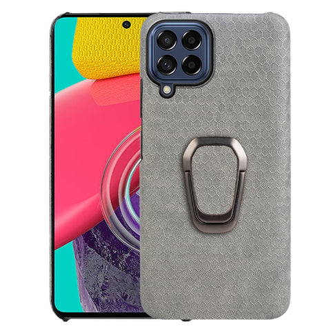 For Samsung Galaxy M53 Ring Holder Honeycomb PU Skin Phone Case, For Samsung Galaxy M53