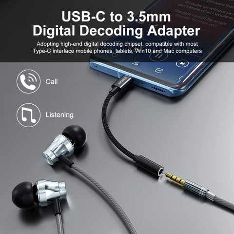 ENKAY USB-C / Type-C to 3.5mm Nylon Braided Aux Adapter Digital Decoding Audio Cable