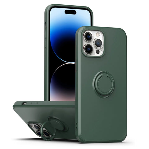 Ring Kickstand Silicone Phone Case, For iPhone 14, For iPhone 14 Pro, For iPhone 14 Pro Max