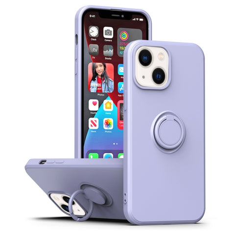 Ring Kickstand Silicone Phone Case, For iPhone 14 Plus