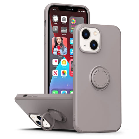 Ring Kickstand Silicone Phone Case, For iPhone 14 Plus