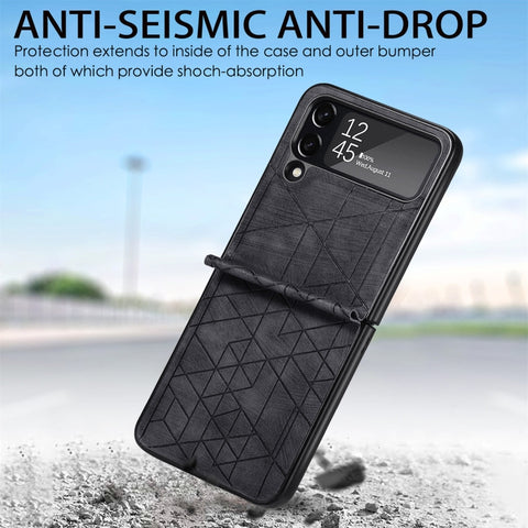 3D Geometric Embossing Folding Phone Case, For Samsung Galaxy Flip4