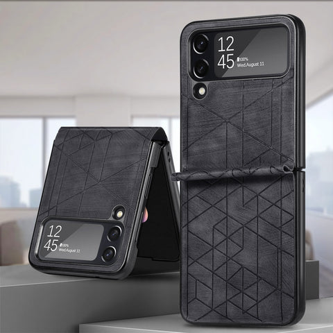 3D Geometric Embossing Folding Phone Case, For Samsung Galaxy Flip4