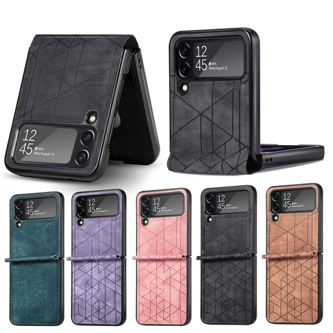 3D Geometric Embossing Folding Phone Case, For Samsung Galaxy Flip4