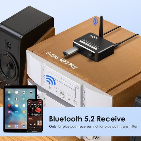 B35S Bluetooth 5.2 Music Receiver Digital to Analog Converter Supports U-disk Fiber Coaxial, B35S