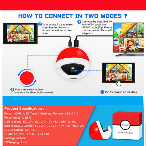 Multifunctional HDMI Charging Base Accessories For Nintendo Switch, Charging Base