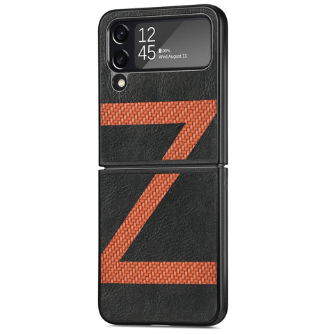Fiber Stitching Folding Phone Case For Samsung Galaxy Z Flip4, Z Shape, V Shape