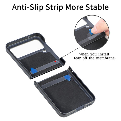 Fiber Stitching Folding Phone Case For Samsung Galaxy Z Flip4, Z Shape, V Shape