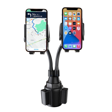 A080+X908 Car Cup Double Mobile Phone Holder Mount Adjustable Cradle Bracket, A080+X908