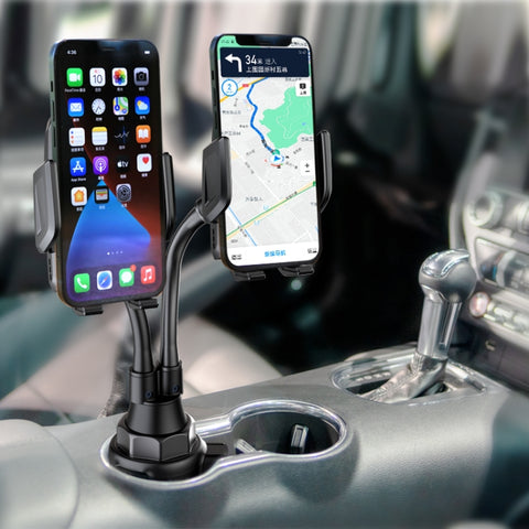 A080+X908 Car Cup Double Mobile Phone Holder Mount Adjustable Cradle Bracket, A080+X908
