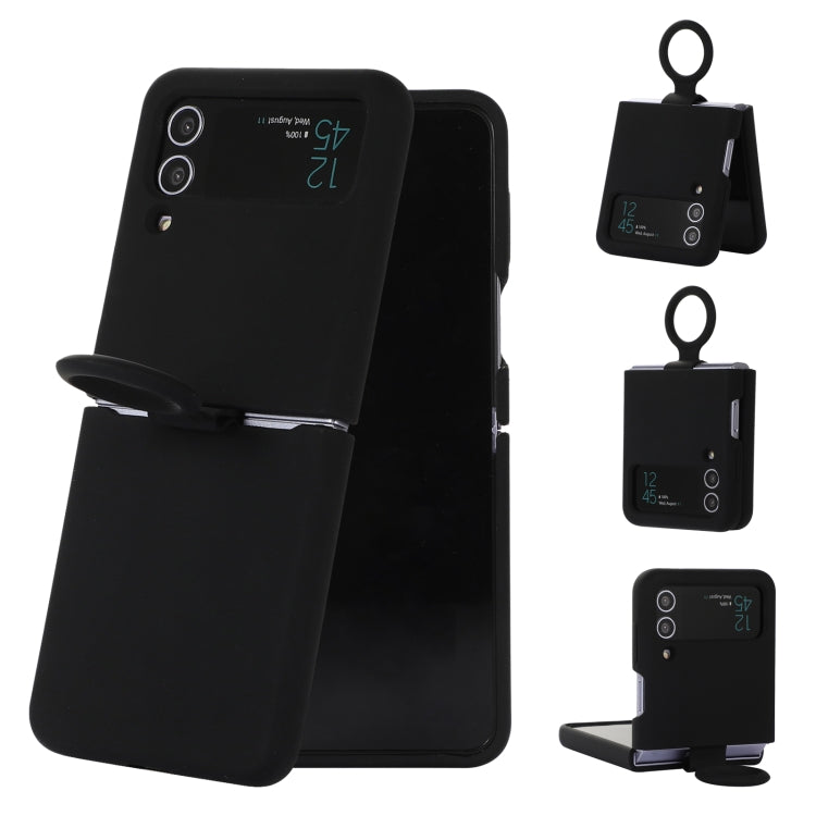 Silicone Integrated Ring Buckle Phone Case, For Samsung Galaxy Flip 4, For Samsung Galaxy Flip 3