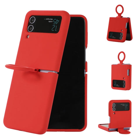 Silicone Integrated Ring Buckle Phone Case, For Samsung Galaxy Flip 4, For Samsung Galaxy Flip 3