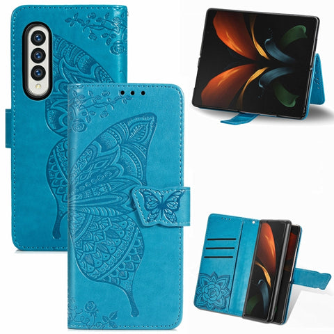 Butterfly Love Flower Embossed Horizontal Flip Leather Phone Case, For Samsung Galaxy Z Fold4
