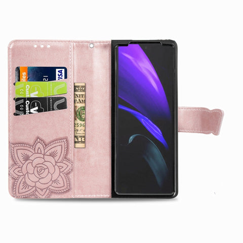 Butterfly Love Flower Embossed Horizontal Flip Leather Phone Case, For Samsung Galaxy Z Fold4