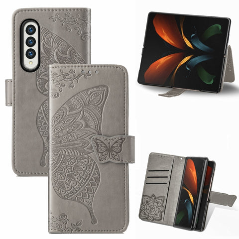 Butterfly Love Flower Embossed Horizontal Flip Leather Phone Case, For Samsung Galaxy Z Fold4