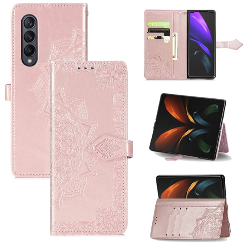 Mandala Flower Embossed Leather Phone Case, For Samsung Galaxy Z Fold4