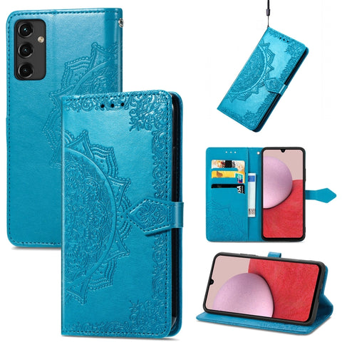 For Samsung Galaxy A14 5G Mandala Flower Embossed Leather Phone Case