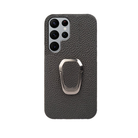 For Samsung Galaxy S22 Ultra 5G Ring Holder Litchi Texture Genuine Leather Phone Case, For Samsung Galaxy S22 Ultra 5G