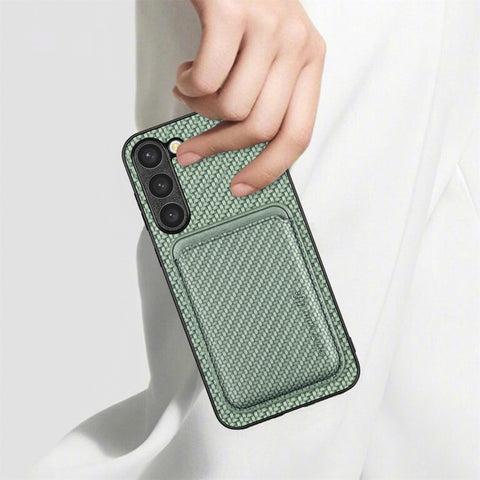 Carbon Fiber Leather Card Magsafe Case, For Samsung Galaxy S23 5G, For Samsung Galaxy S23+ 5G, For Samsung Galaxy S23 Ultra 5G
