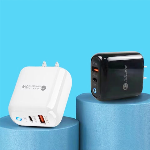 PD04 PD20W + QC18W Mobile Phone Charger with LED Indicator, US Plug, US Plug
