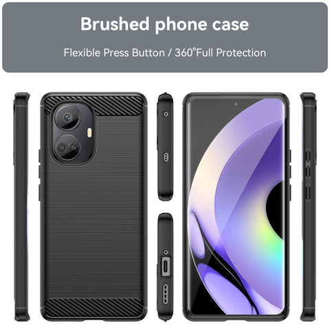 Brushed Texture Carbon Fiber TPU Phone Case, For Realme 10 Pro+