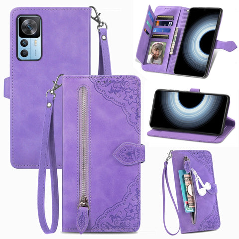 Embossed Flower Shockproof Leather Phone Case, For Xiaomi Redmi K50 Ultra