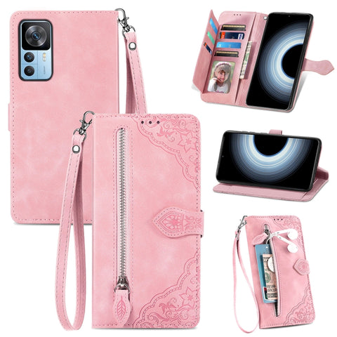Embossed Flower Shockproof Leather Phone Case, For Xiaomi Redmi K50 Ultra