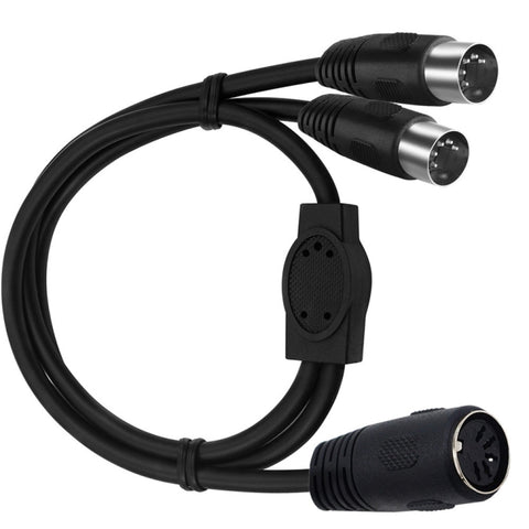 JUNSUNMAY MIDI 2 in 1 Din 5 Pin Male to Dual 2 Pin Female Cable Adapter, Cable Length: 50cm, Cable Length: 50cm