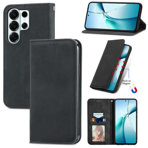 Retro Skin Feel Magnetic Leather Phone Case, For Galaxy S26 FE 5G, For Galaxy S26+ 5G, For Galaxy S26 Ultra 5G, For Galaxy S26 5G, For Galaxy A57 5G, For Galaxy A37 5G, For Galaxy A27 5G, For Galaxy S25 5G