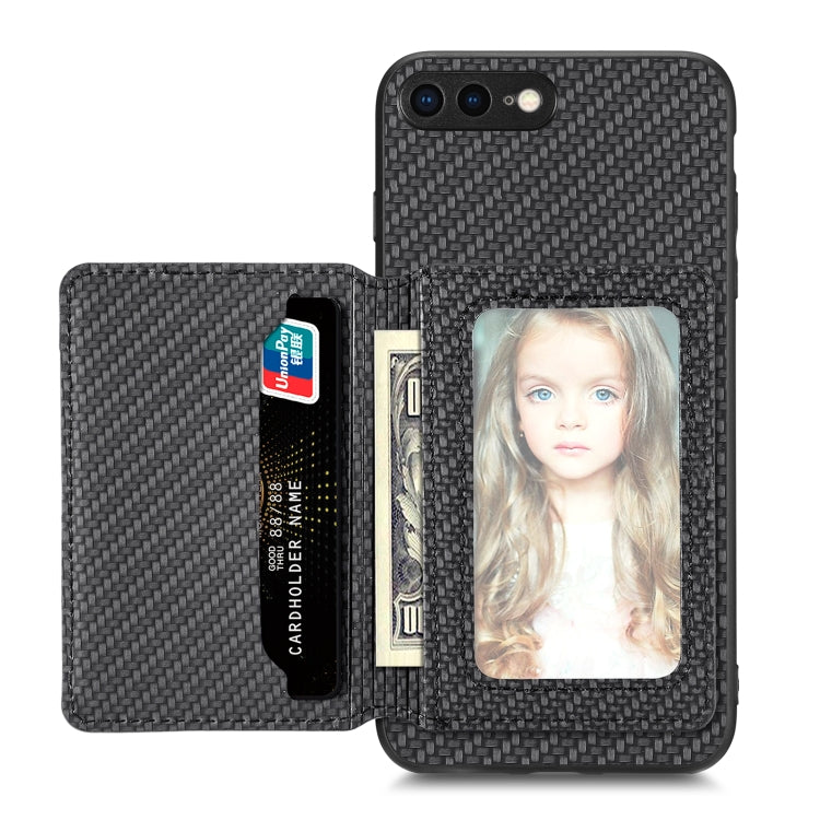 Carbon Fiber Magnetic Card Bag Phone Case, For iPhone SE 2022 / 2020 / 7 / 8, For iPhone 7 Plus / 8 Plus, For iPhone 6 / 6s, For iPhone 6 Plus / 6s Plus