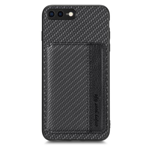 Carbon Fiber Magnetic Card Bag Phone Case, For iPhone SE 2022 / 2020 / 7 / 8, For iPhone 7 Plus / 8 Plus, For iPhone 6 / 6s, For iPhone 6 Plus / 6s Plus