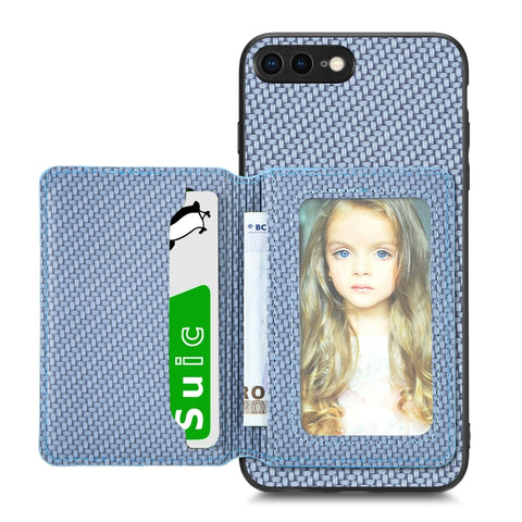 Carbon Fiber Magnetic Card Bag Phone Case, For iPhone SE 2022 / 2020 / 7 / 8, For iPhone 7 Plus / 8 Plus, For iPhone 6 / 6s, For iPhone 6 Plus / 6s Plus