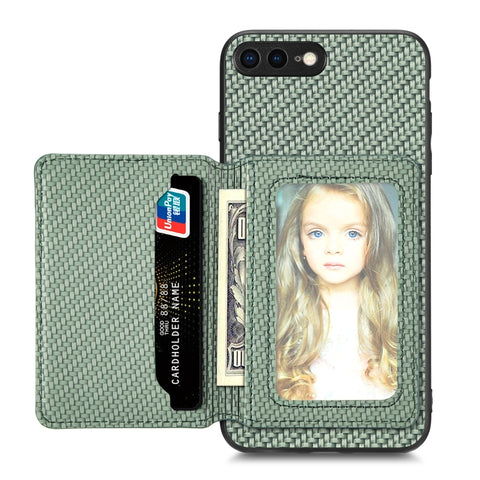 Carbon Fiber Magnetic Card Bag Phone Case, For iPhone SE 2022 / 2020 / 7 / 8, For iPhone 7 Plus / 8 Plus, For iPhone 6 / 6s, For iPhone 6 Plus / 6s Plus