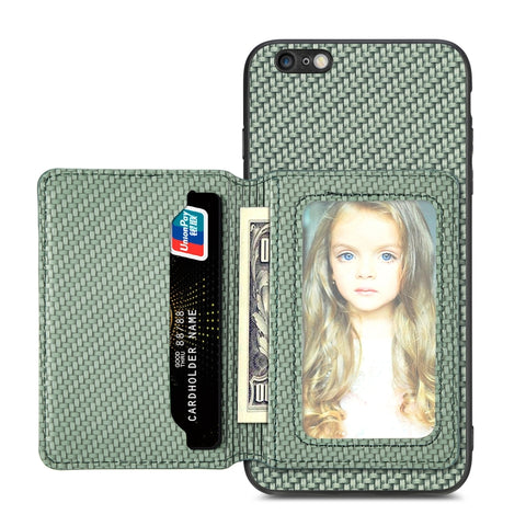 Carbon Fiber Magnetic Card Bag Phone Case, For iPhone SE 2022 / 2020 / 7 / 8, For iPhone 7 Plus / 8 Plus, For iPhone 6 / 6s, For iPhone 6 Plus / 6s Plus