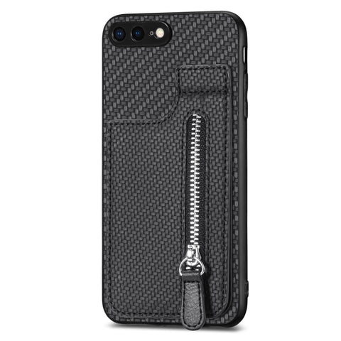 Carbon Fiber Vertical Flip Zipper Phone Case, For iPhone SE 2022 / 2020 / 7 / 8, For iPhone 7 Plus / 8 Plus, For iPhone 6 / 6s, For iPhone 6 Plus / 6s Plus