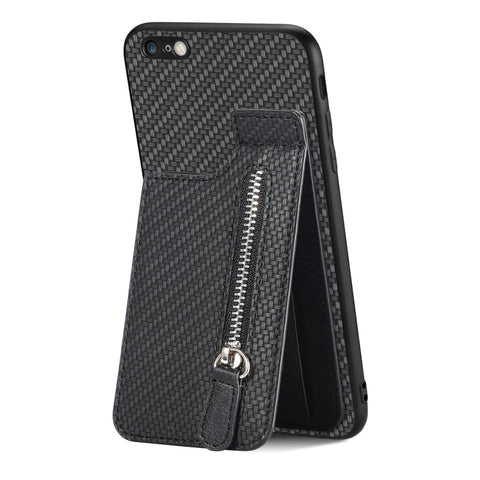 Carbon Fiber Vertical Flip Zipper Phone Case, For iPhone SE 2022 / 2020 / 7 / 8, For iPhone 7 Plus / 8 Plus, For iPhone 6 / 6s, For iPhone 6 Plus / 6s Plus