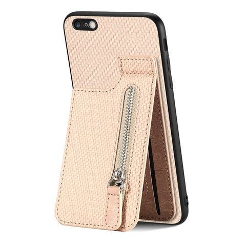 Carbon Fiber Vertical Flip Zipper Phone Case, For iPhone SE 2022 / 2020 / 7 / 8, For iPhone 7 Plus / 8 Plus, For iPhone 6 / 6s, For iPhone 6 Plus / 6s Plus