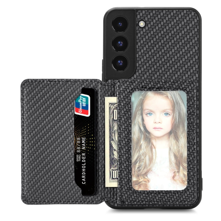 Carbon Fiber Magnetic Card Wallet Bag Phone Case, For Samsung Galaxy S22 5G, For Samsung Galaxy S22+ 5G, For Samsung Galaxy S22 Ultra 5G, For Samsung Galaxy S21 5G, For Samsung Galaxy S21+ 5G, For Samsung Galaxy S21 Ultra 5G, For Samsung Galaxy S20 FE ...