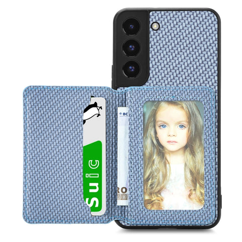 Carbon Fiber Magnetic Card Wallet Bag Phone Case, For Samsung Galaxy S22 5G, For Samsung Galaxy S22+ 5G, For Samsung Galaxy S22 Ultra 5G, For Samsung Galaxy S21 5G, For Samsung Galaxy S21+ 5G, For Samsung Galaxy S21 Ultra 5G, For Samsung Galaxy S20 FE ...