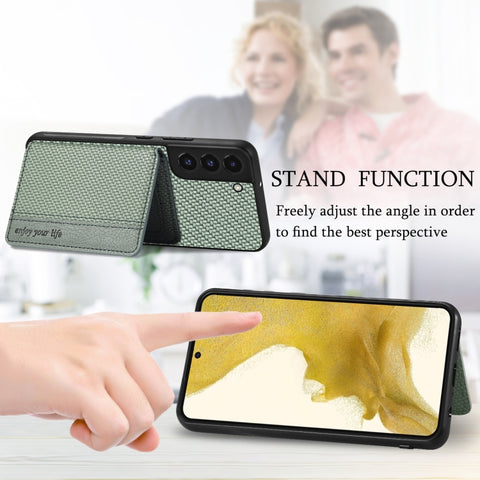Carbon Fiber Magnetic Card Wallet Bag Phone Case, For Samsung Galaxy S22 5G, For Samsung Galaxy S22+ 5G, For Samsung Galaxy S22 Ultra 5G, For Samsung Galaxy S21 5G, For Samsung Galaxy S21+ 5G, For Samsung Galaxy S21 Ultra 5G, For Samsung Galaxy S20 FE ...